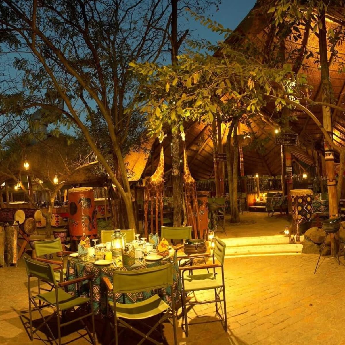 Table setting at the Boma Dinner, Victoria Falls