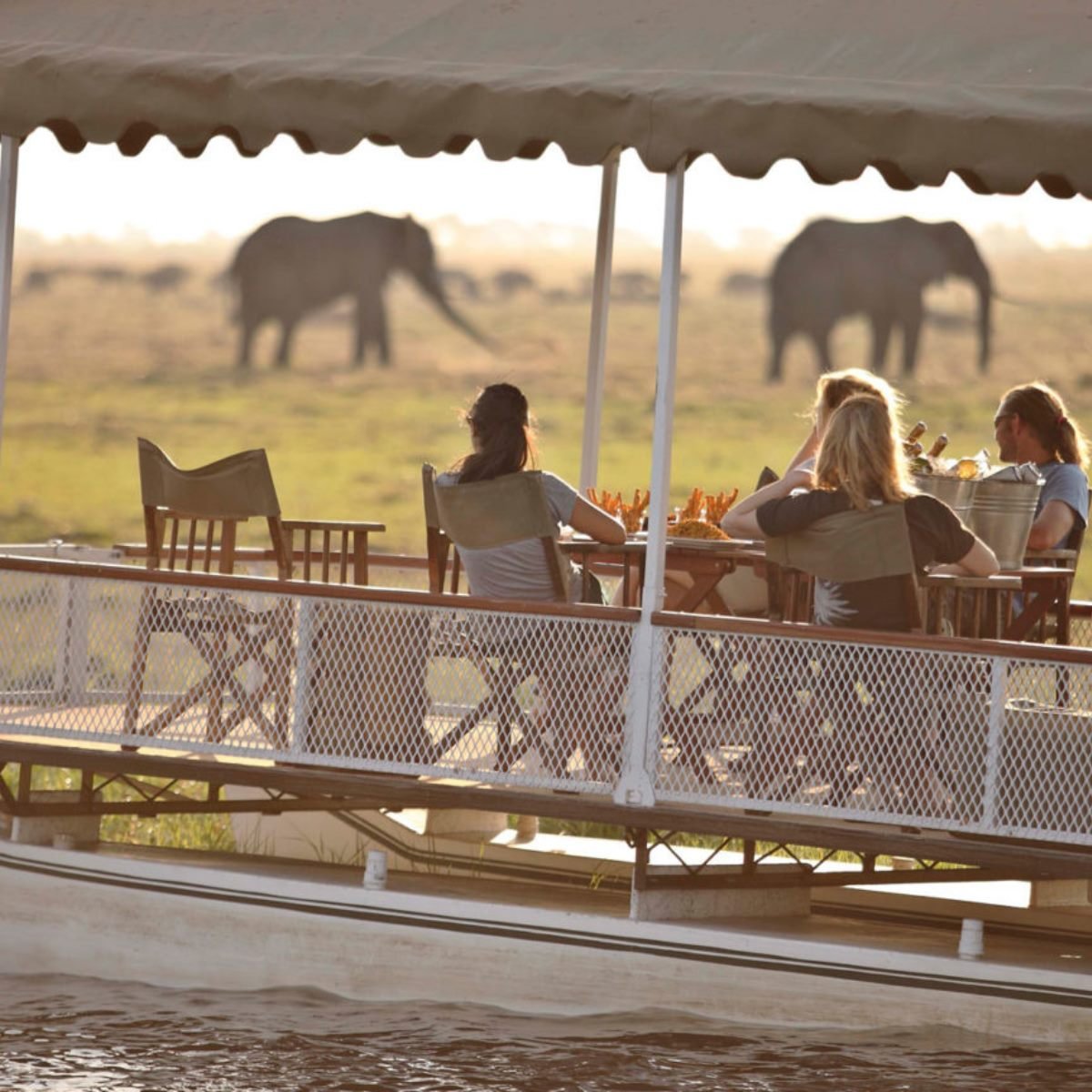 Chobe River sunset boat cruise, Victoria Falls and Botswana safari