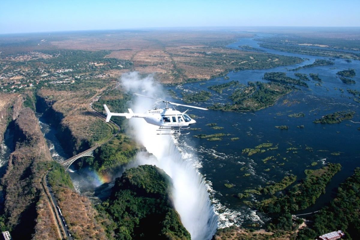 Helicopter flight over Victoria Falls, the Flight of Angels