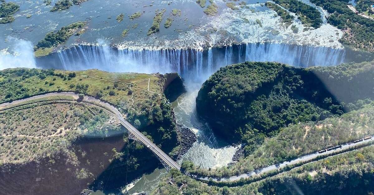 Aerial view of Victoria Falls on the Zimbabwe-Zambia border